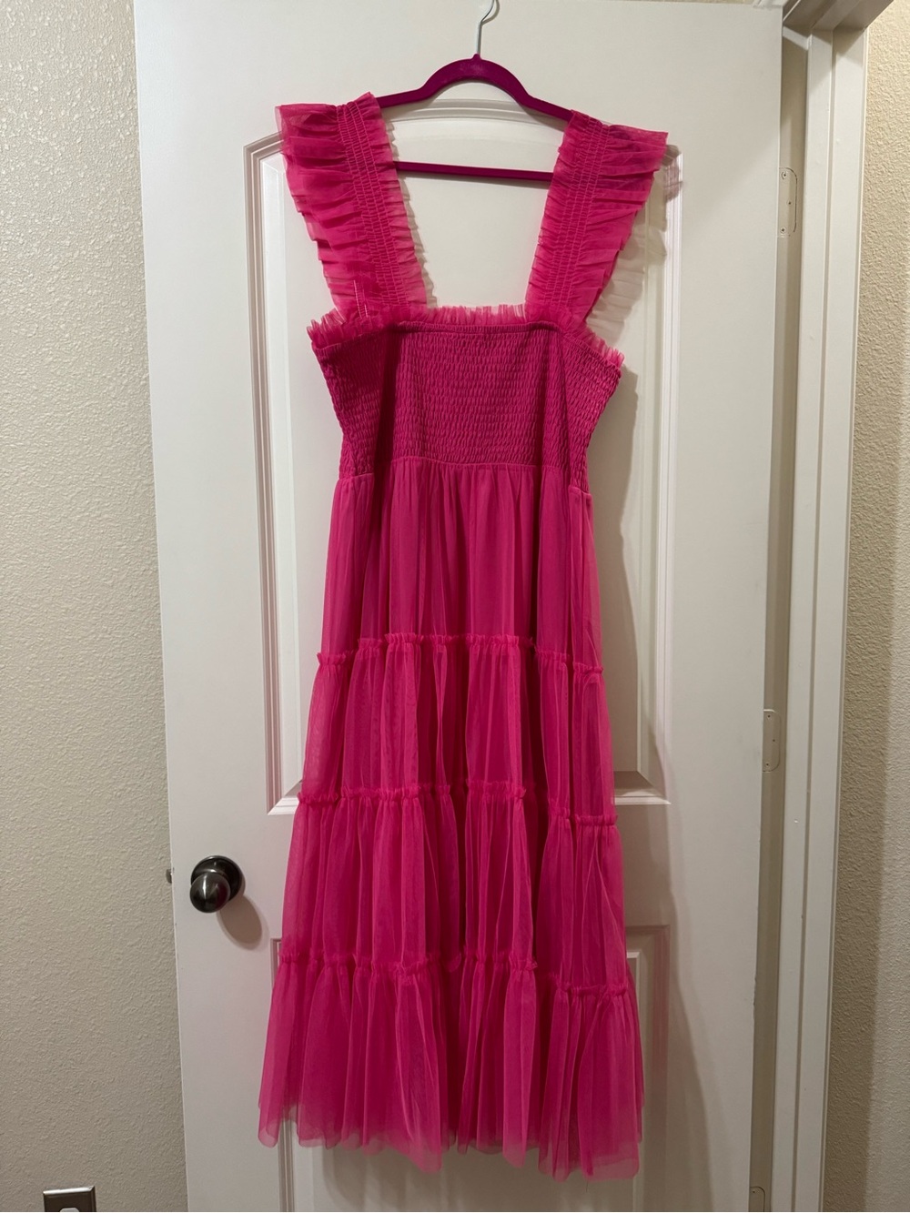 Girls' Hot Pink Ruffle Strap Tiered Dress